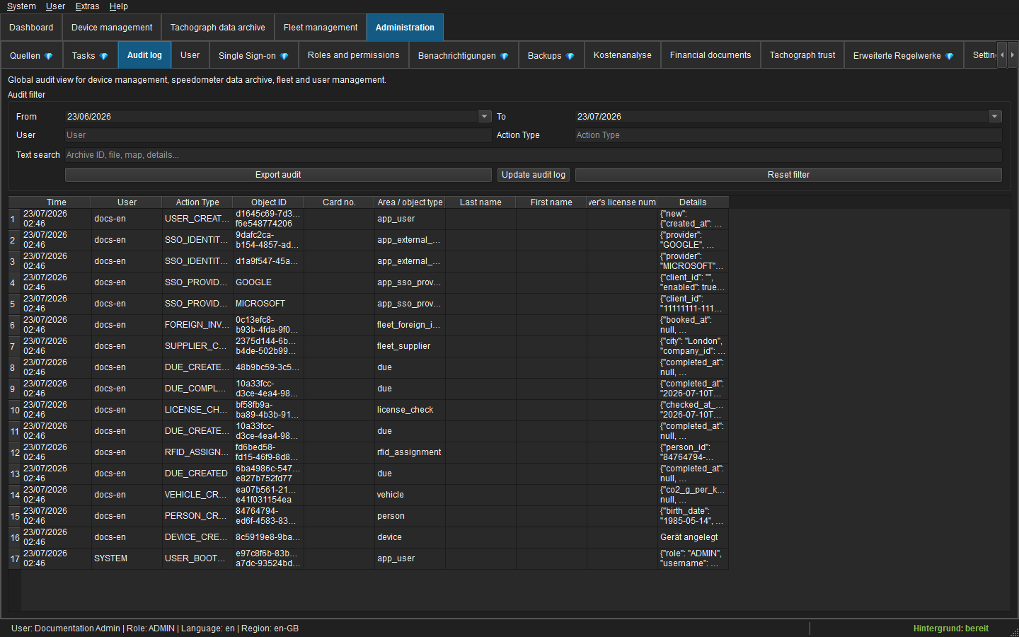 Global audit log