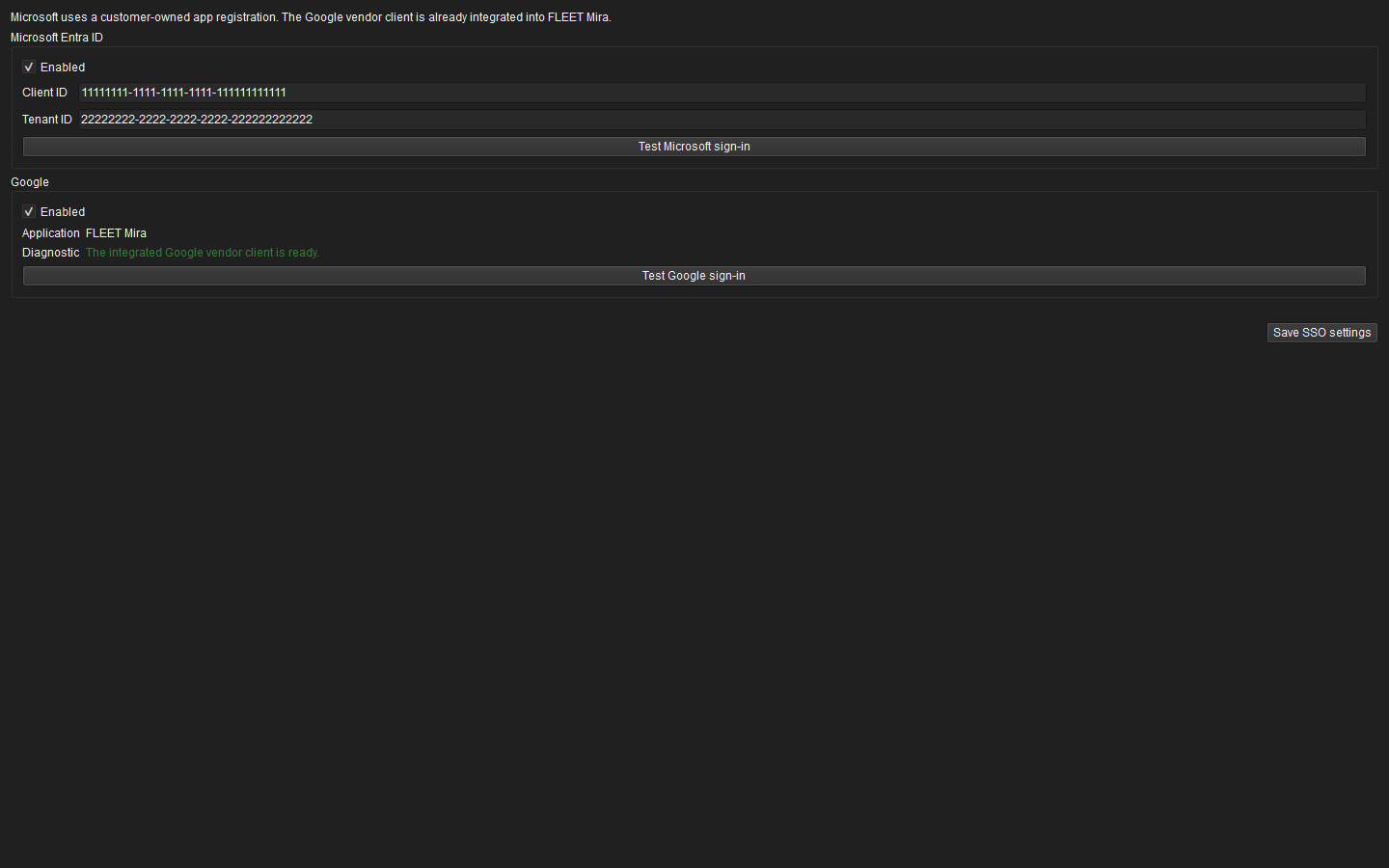SSO configuration