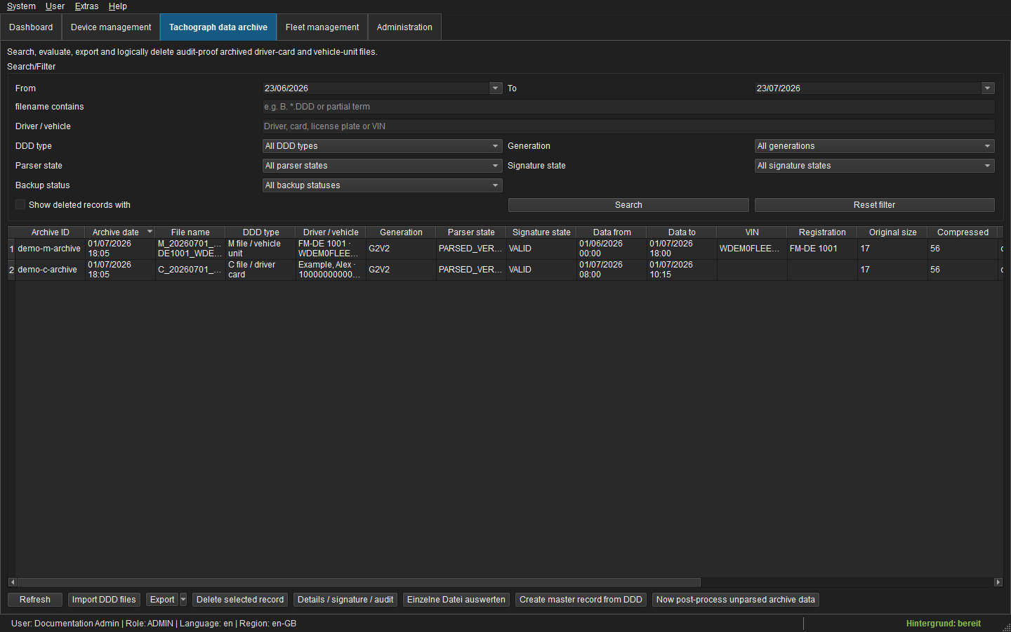 Tachodata archive
