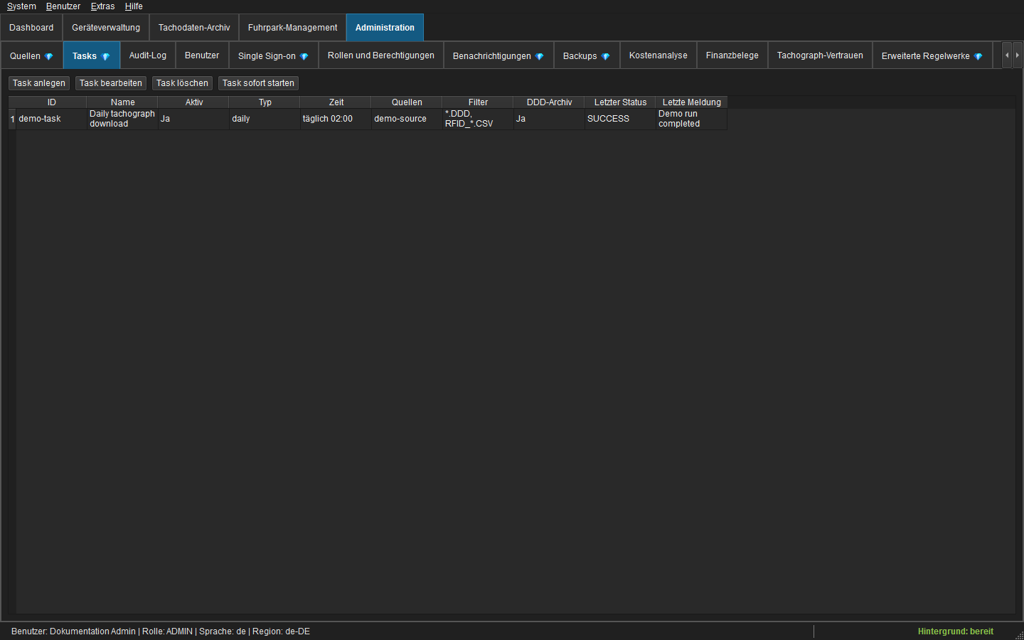 Verwaltung der Downloadtasks
